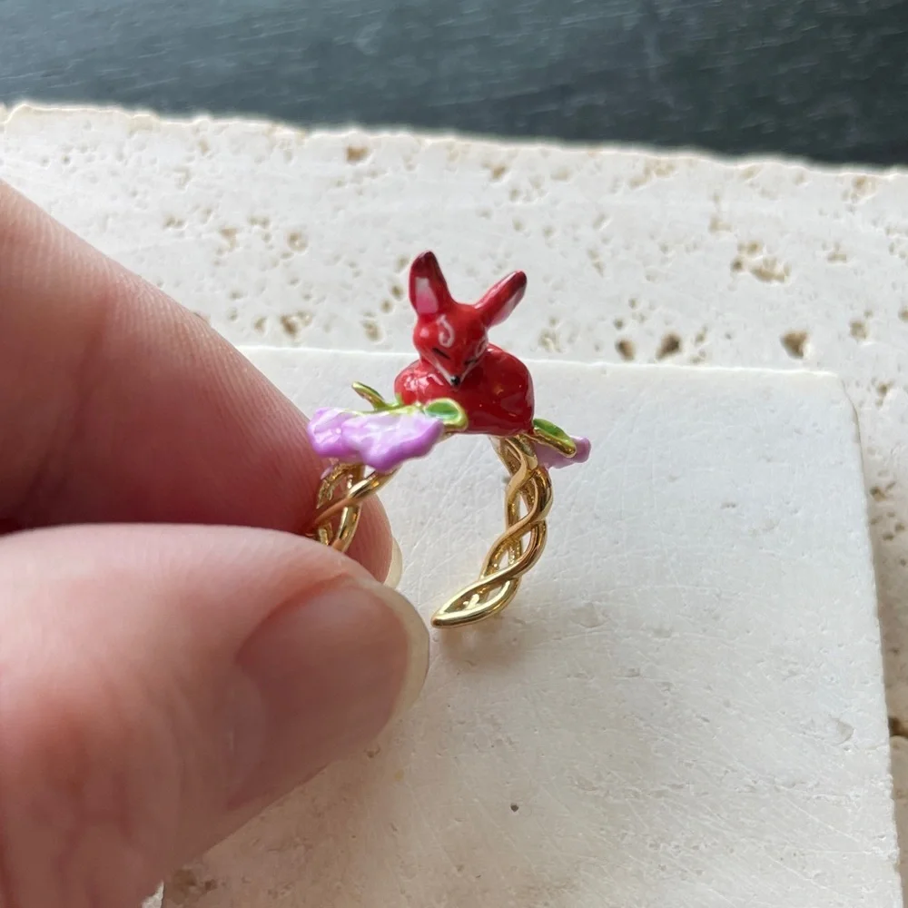 Les NEREIDES Red and Purple Fox 🦊 Ring